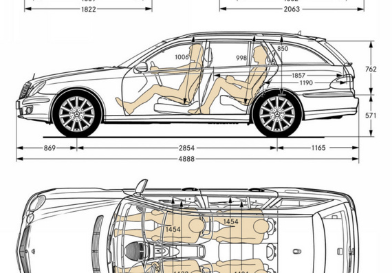 Mercedes-Benz E-Class T W211 (2006) (Мерcедес-Бенз Е-Класс Т В211 (2006)) - чертежи (рисунки) автомобиля